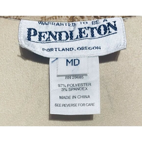 Pendleton Top Womens Medium Brown Paisley Print 3/4 Sleeve Shacket Boho 90s - Picture 5 of 7